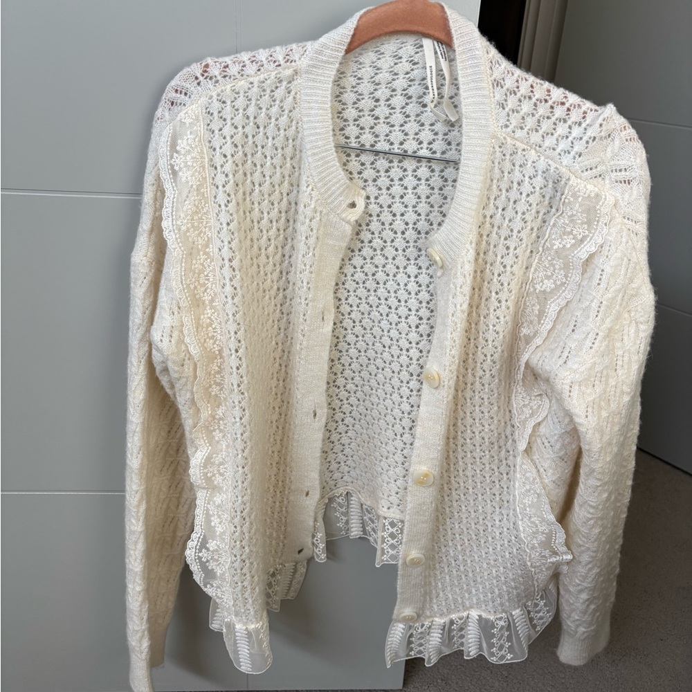 Anthropologie Cream Lace Cardigan
